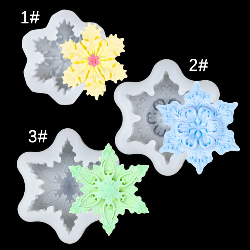 3D three-dimensional snowflake shape silicone mold fondant cake snowflake candle handmade soap decorative plaster car aromatherapy