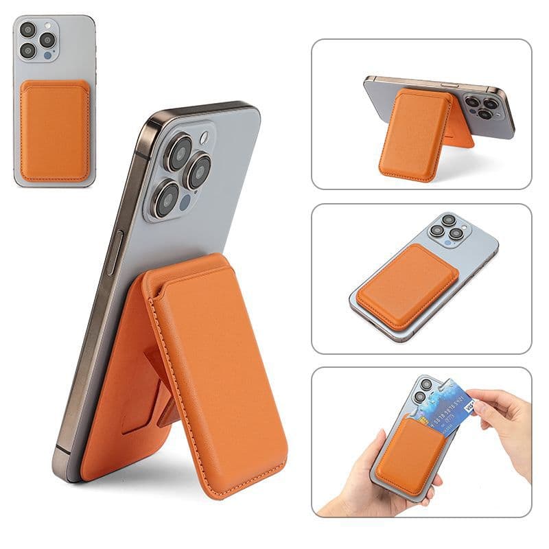 Magnetic Phone Case Holder Stand Compatible with iPhone 15 pro Max 12 13 14 15 Magsafe Desktop Bracket Universal PU Leather