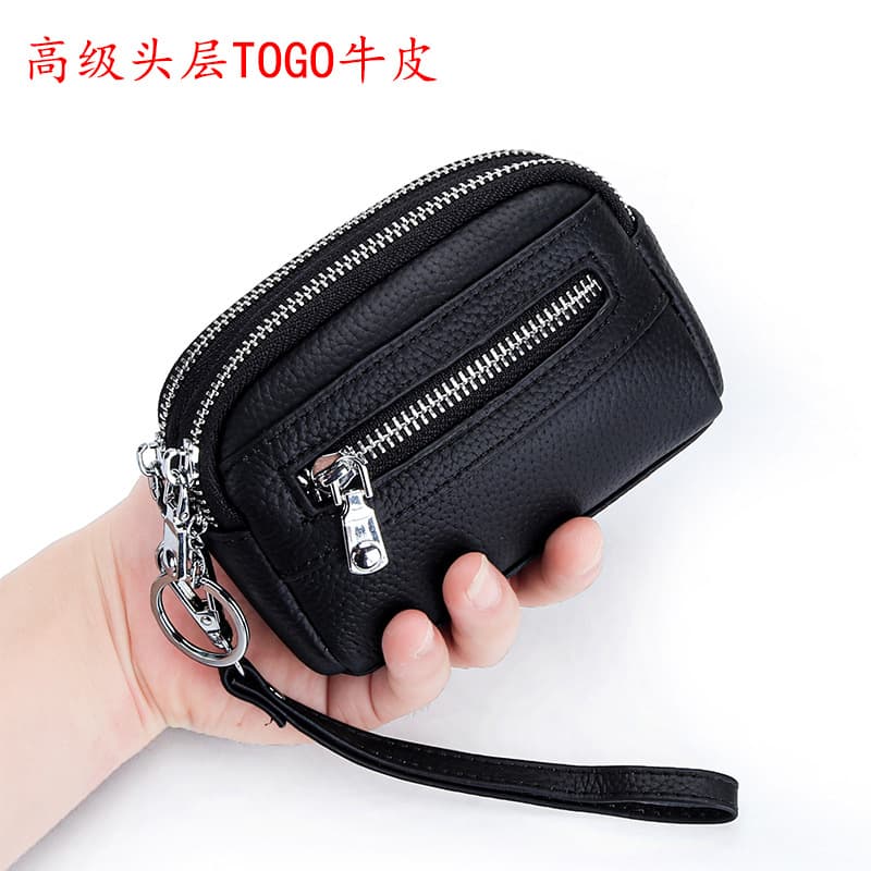 Women's Mini Wallet Coin Purse Genuine Cowhide Large Capacity Double Zipper Multifunctional Handbag Clutch