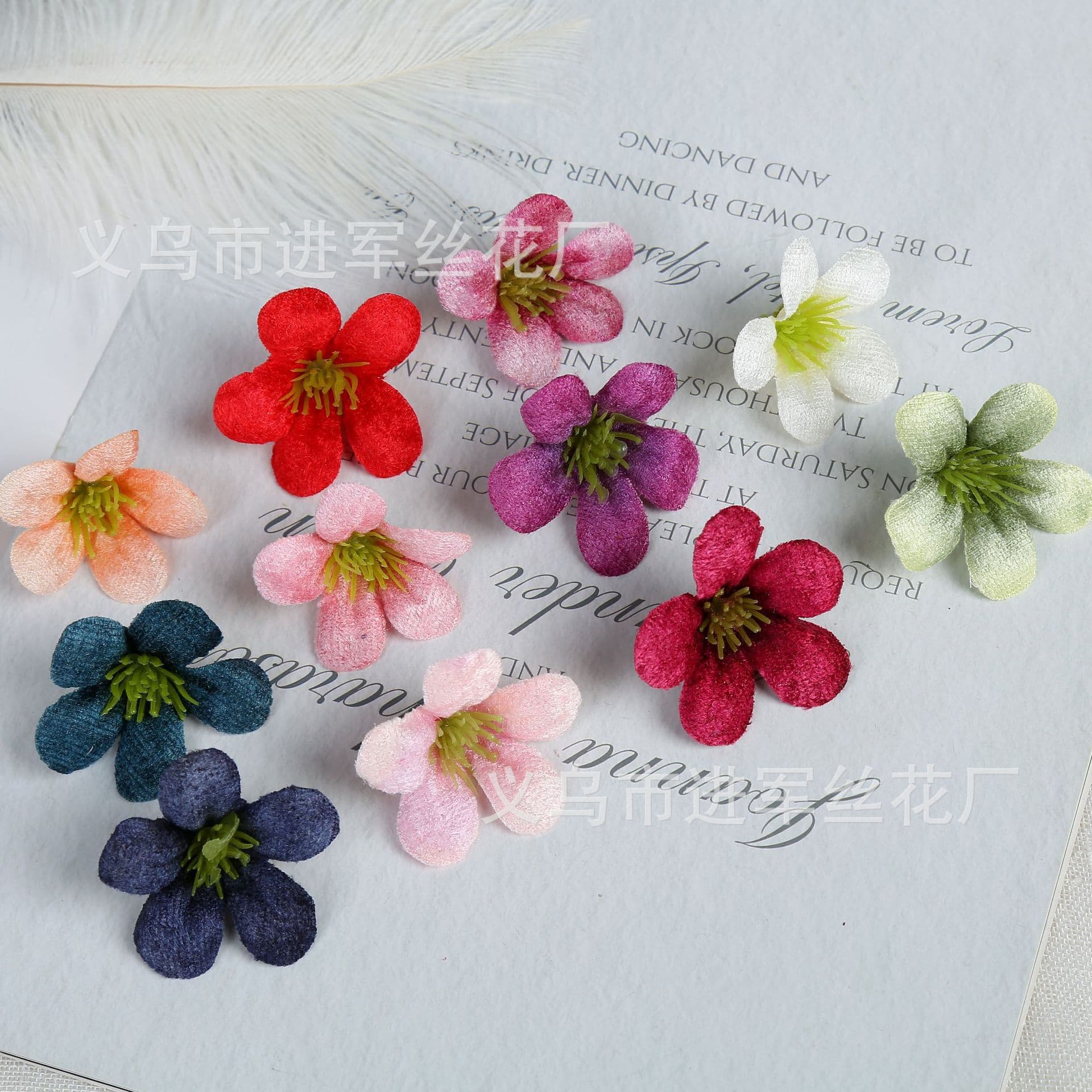Velvet Small Orchid Artificial Flower Handmade DIY Clothing Brooch Headpiece Vine Accessories Fake Plum Blossom Flower Head