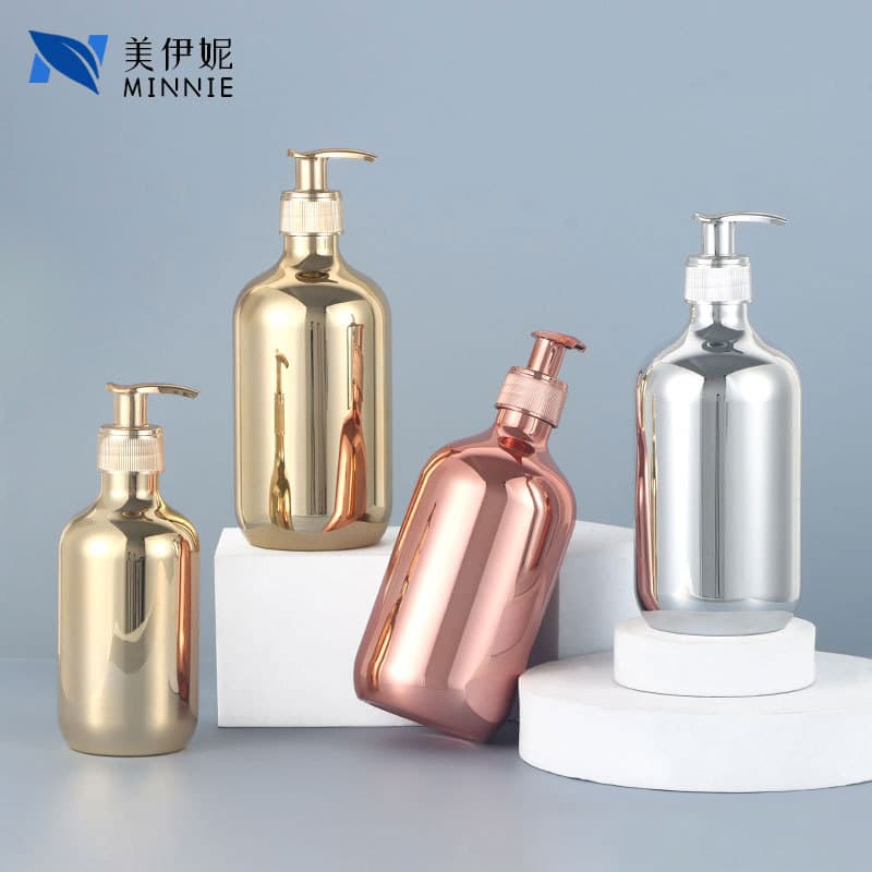 300ml 500ml Electroplated Shampoo Bottle Bath Gel Sub-bottle Pet Cosmetic Packaging