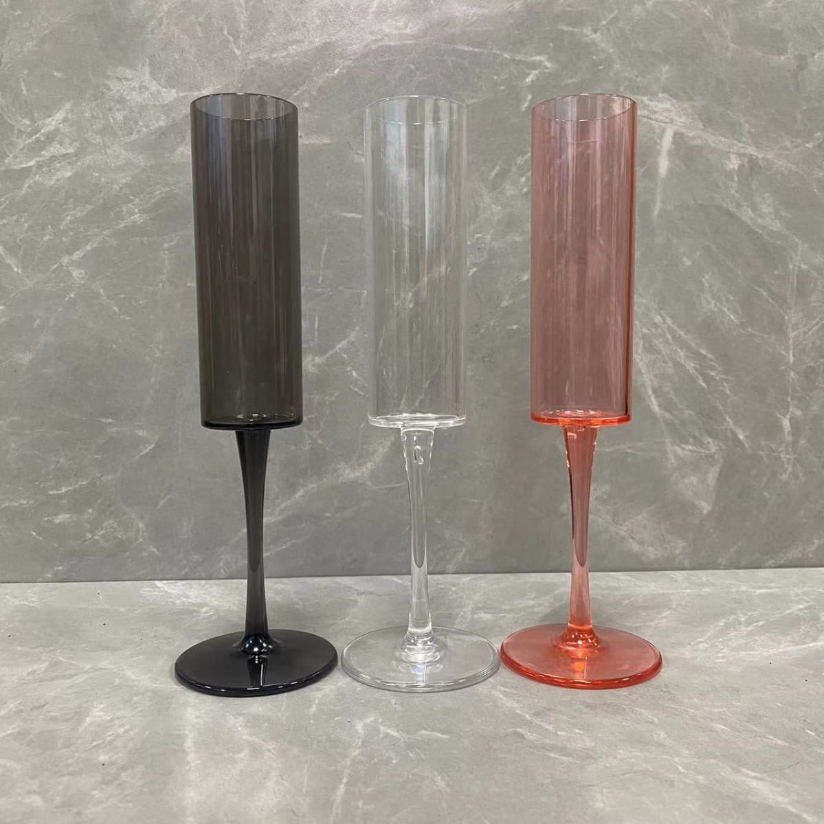 Cross-border Acrylic High-transparency Plastic Cup, Stemmed Champagne Glass, Premium Feel Color-changing Cocktail Glass