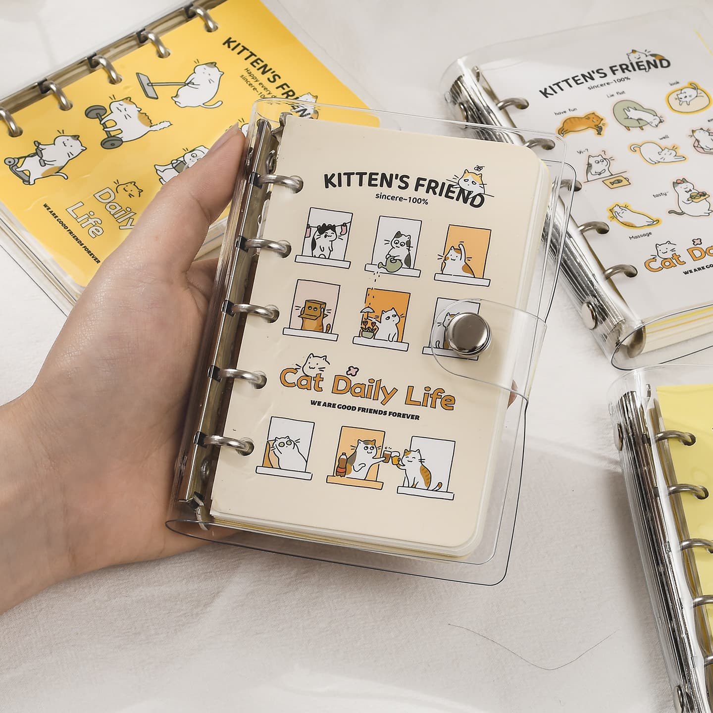 Cute kitten m5 hand ledger loose-leaf book small portable ins style high-looking hand ledger diary notebook
