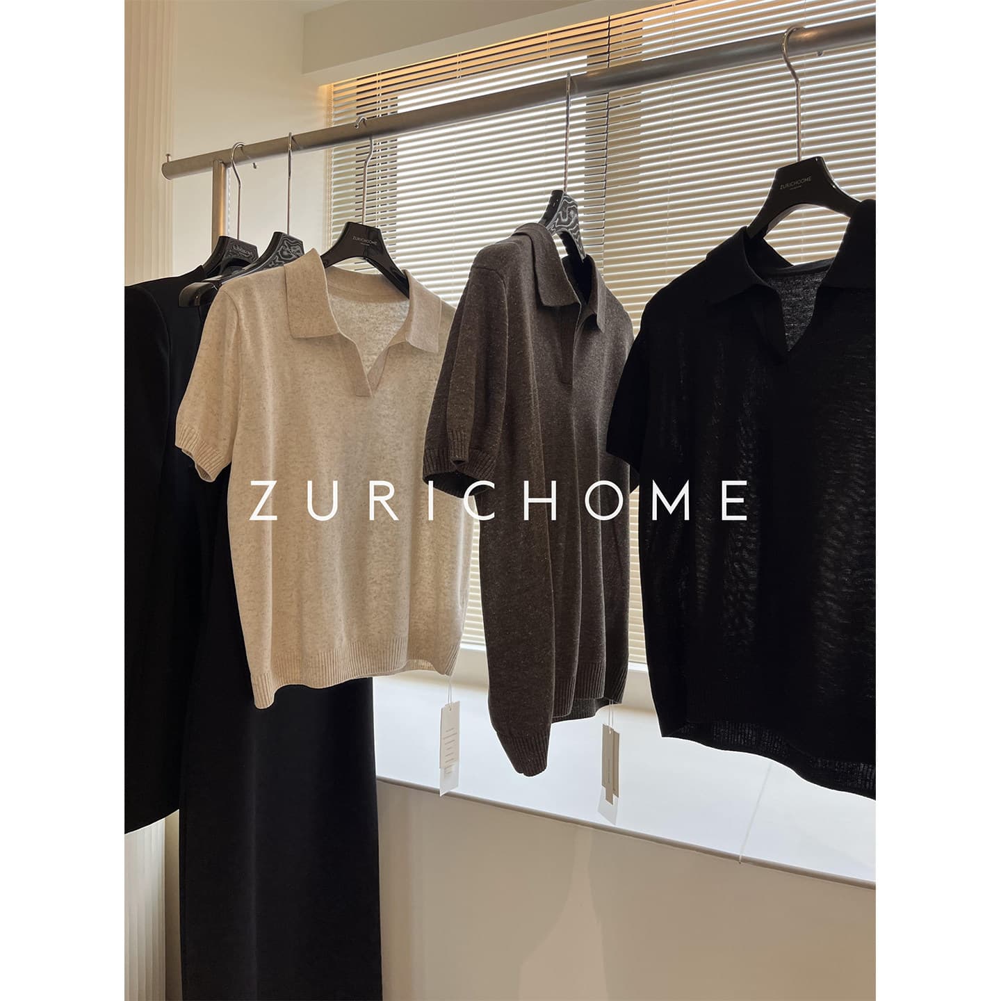ZURICH HOME Basic Polo Casual Versatile Linen Texture Polo Collar Knitted Short Sleeve T-Shirt