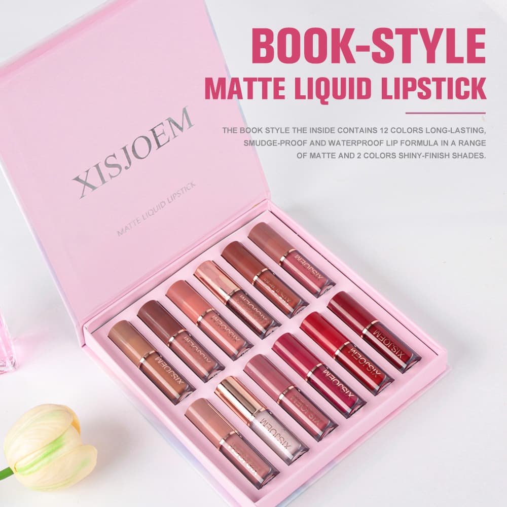Cross-Border Matte Lipstick Waterproof Non-Stick Cup Easy to Color Long-Lasting Moisturizing Lip Glaze Set Velvet Matte