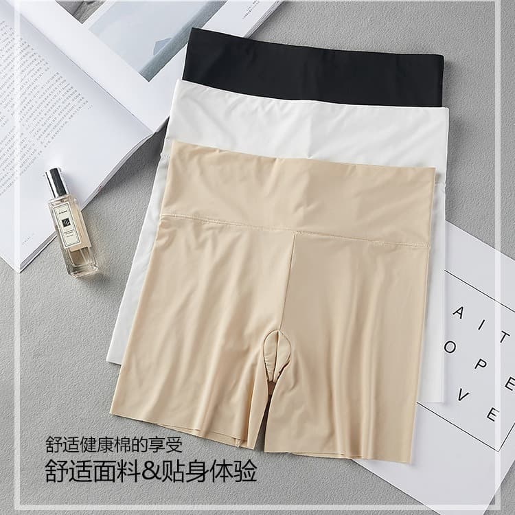 Seamless Nude Feel Plus-Size Anti-Slip Slip Women Seamless Edge Tummy Control Ice Silk 3/4 Length Seamless Safety Shorts Factory Wholesale
