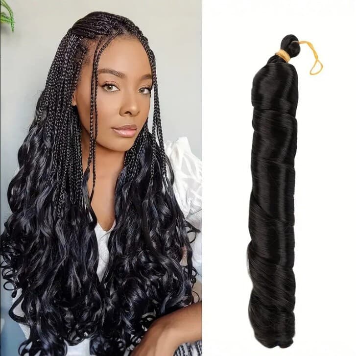 French Curls Braid Hair Extensions 22inch/150g Hair Bulk