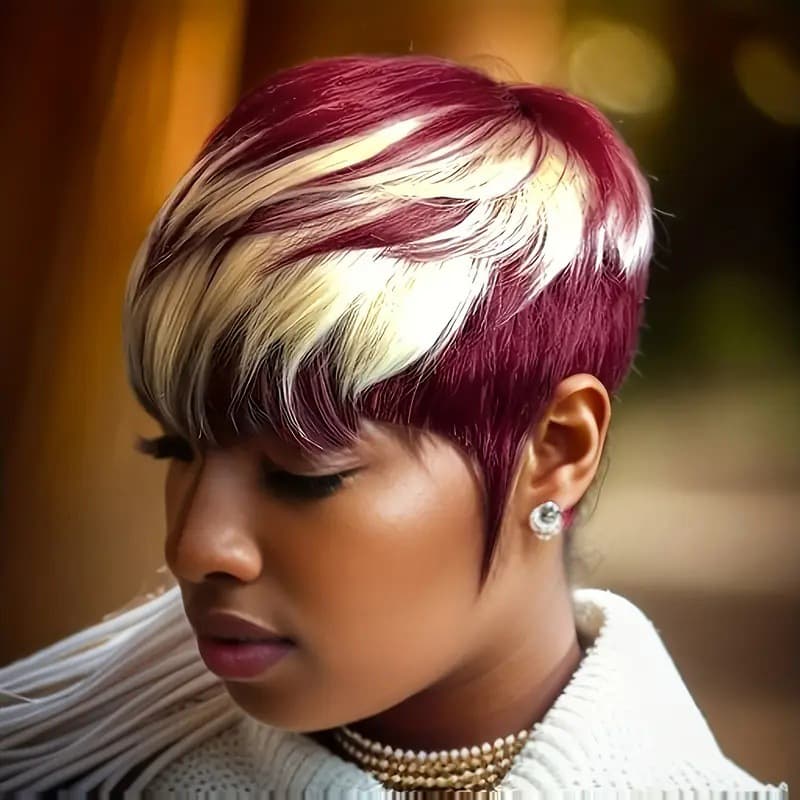 Short Pixie Wig Elf Style Human Hair 613 Red Color Ladies Hairpiece Can Be Dyed And Permed Suitable for Any Skin And Face Type