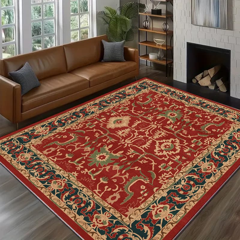 Cross-border wholesale vintage faux cashmere washed fabric backing carpet large area full coverage foot mat Persian European style living room carpet