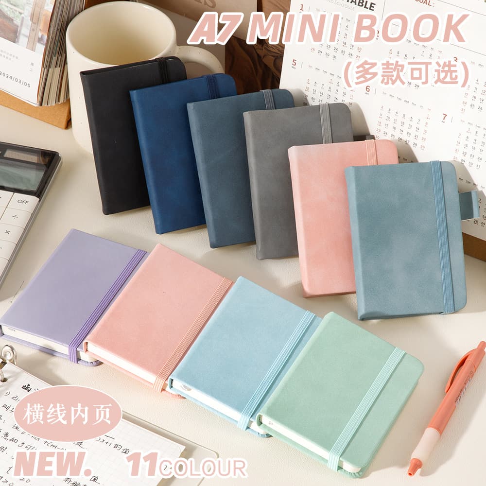 A7 Notebook Faux Leather Pocket Memo Pad Mini Portable Small Size Macaron Meeting Notes