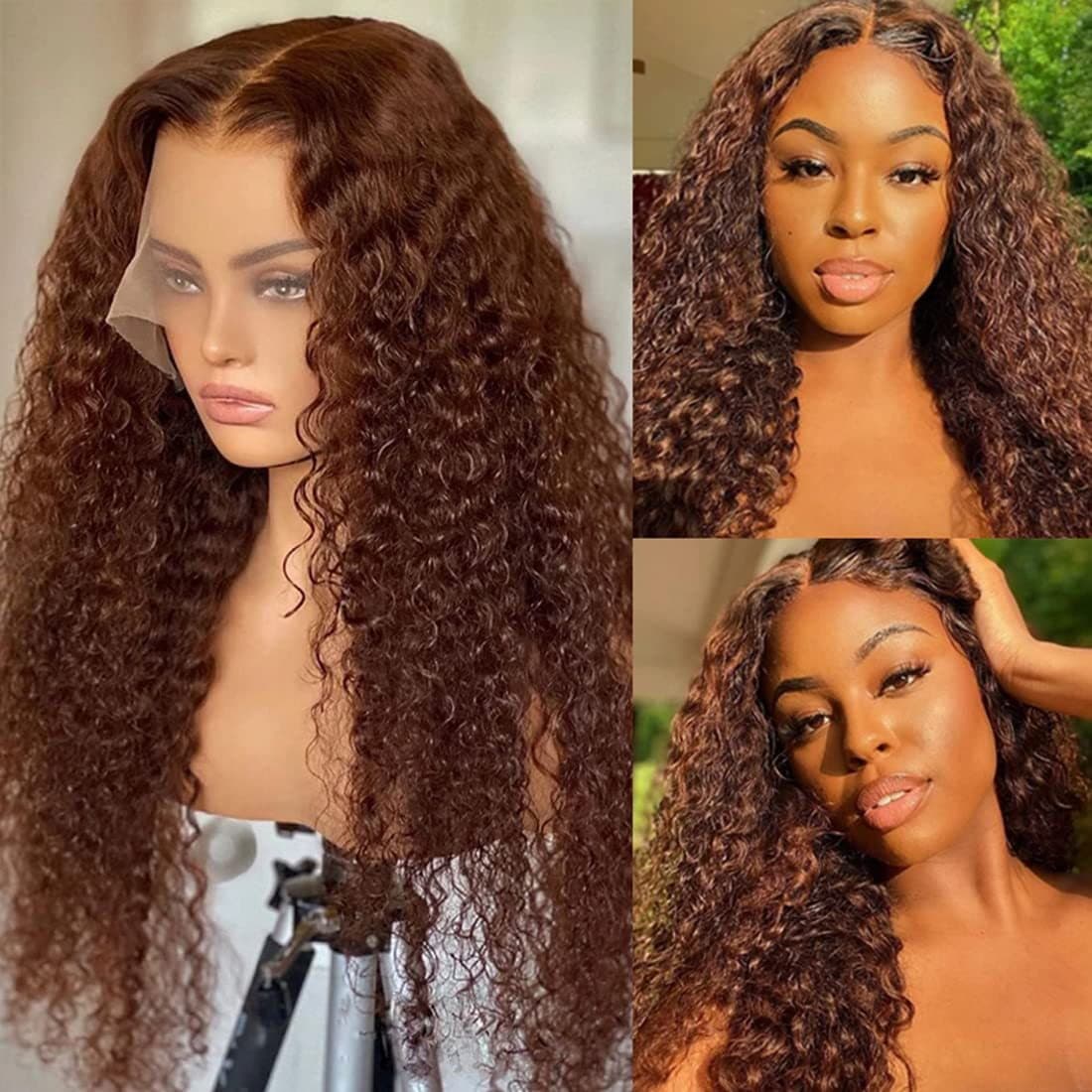 Cross-border Wig European American Front Lace Wig Brown African Small Curly High Temperature Silk Long Curly Brazilian Curly Wig Set