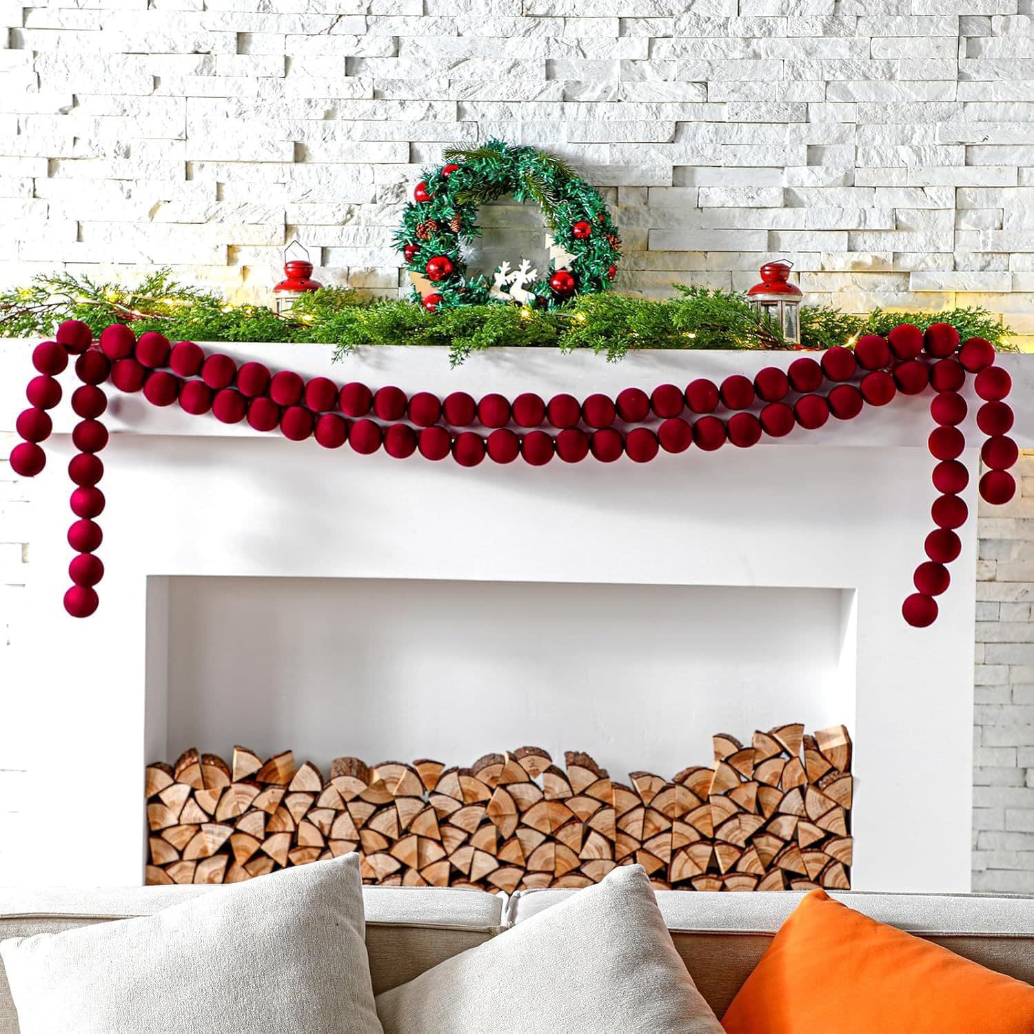 Cross-Border Christmas Ball String Flags in Burgundy for Home Christmas Decoration and Christmas Tree Flags