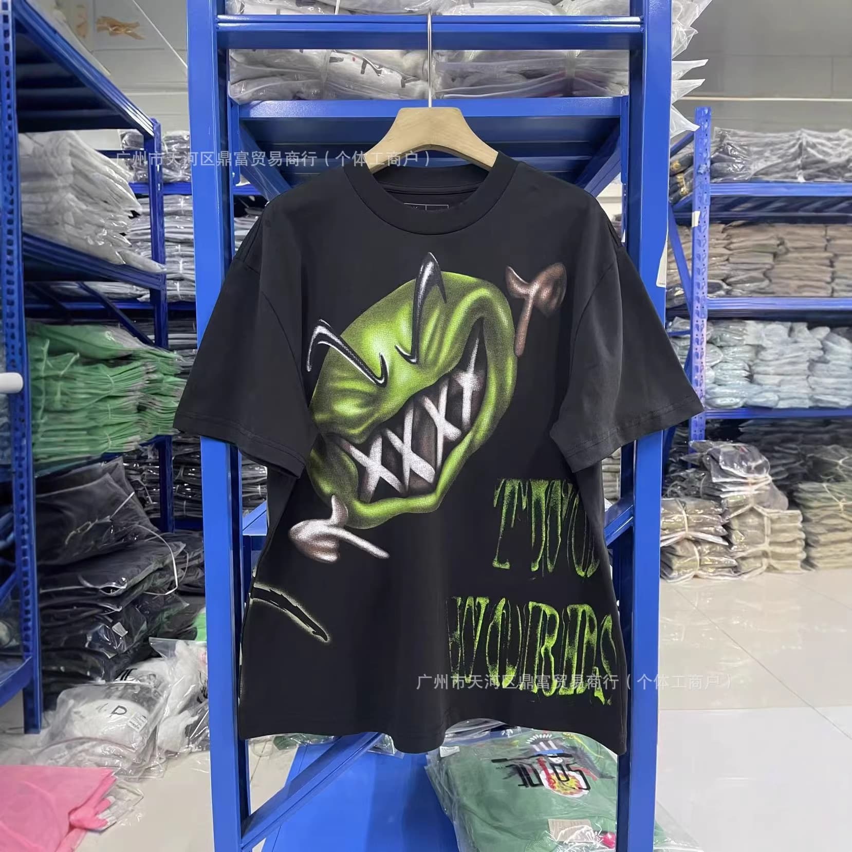 Travis Scott x WWE joint letter pattern print loose retro casual round neck short-sleeved T-shirt
