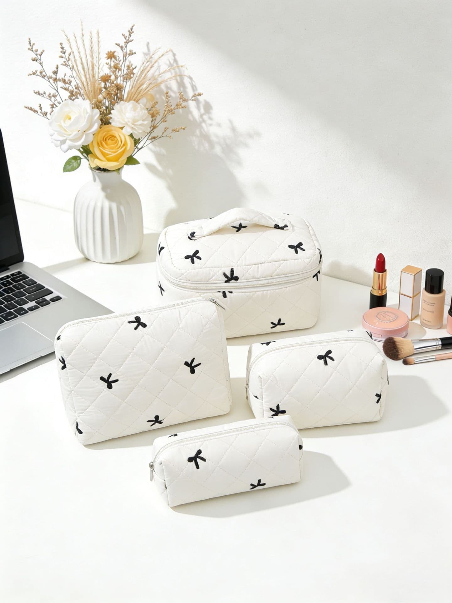 Wholesale High-Capacity Cosmetic Bag Set with Handle, Toiletry Bag, Makeup Organizer, 4-Piece Set