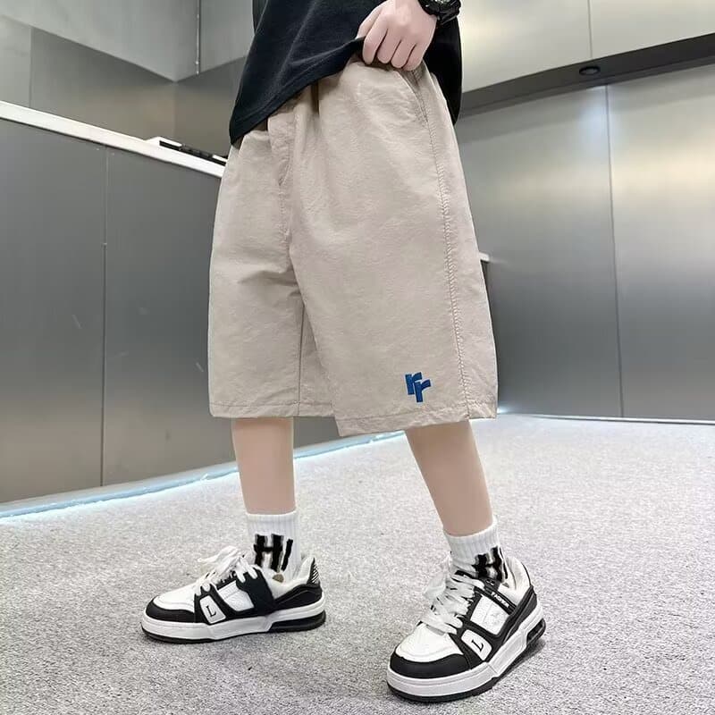 Boys' Summer Cargo Shorts 2026 Five-Point Ice Silk Shorts Korean Japanese Cool Logo Shorts