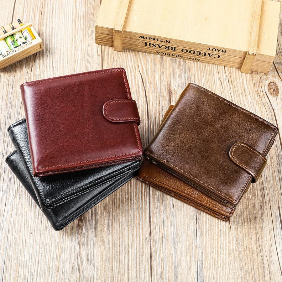 Fashion men's genuine leather wallet RFID anti-theft brush genuine leather wallet first layer cowhide casual multi-card slot wallet wholesale