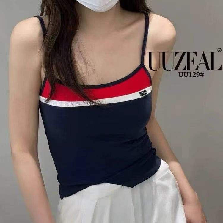 129-1# Summer New Slim Fit Contrast Strap Slimming Hot Girl Camisole Versatile Fashion Base Tank Top