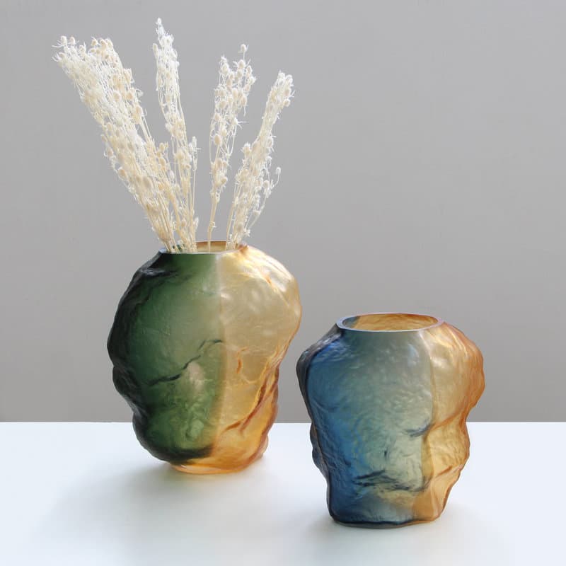 Light Luxury Simple Irregular Slanted Mouth Ripple Transparent Vase for Living Room Bedroom Desktop Artificial Flower Arrangement