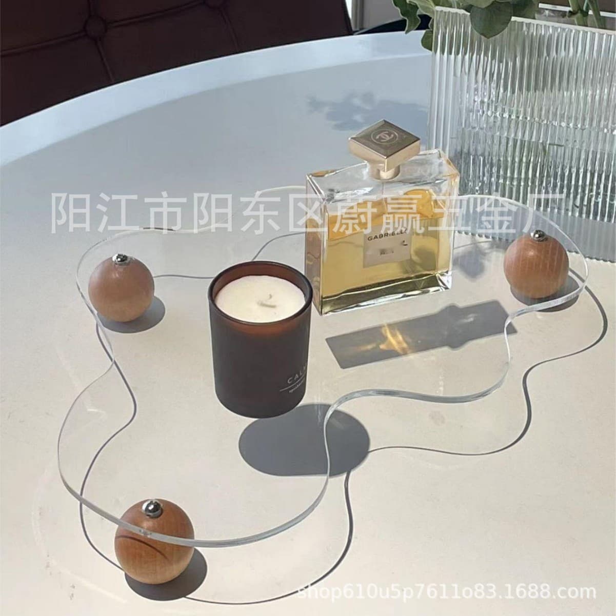 Cross-Border Best Seller Acrylic Tray, Black Mirror Tray, Transparent Tray, Leopard Print Aromatherapy Ornament, Jewelry Storage Tray