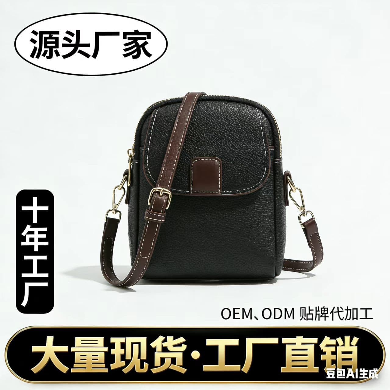 2025 New Women's Bags Multi-layer Coin Purse Trendy Contrast Color Korean Style Versatile Shoulder Crossbody Phone Bag