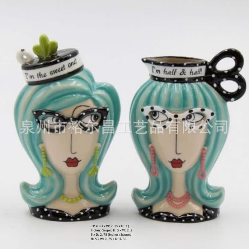 Ceramic Salt and Pepper Shaker with Painted Beauty Design