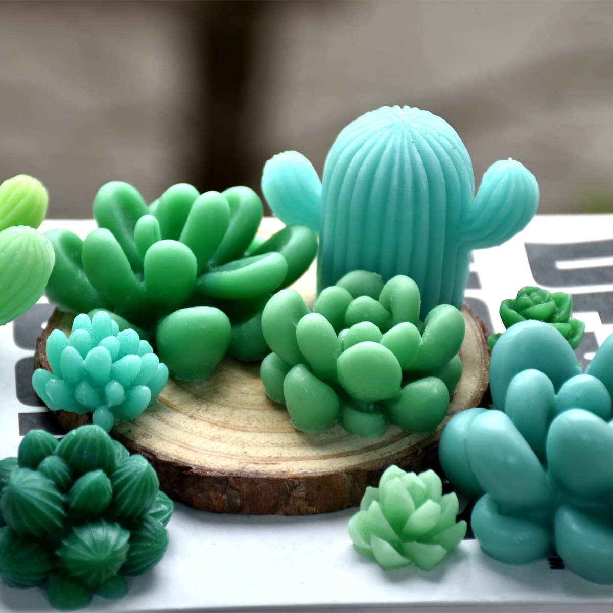 Cute 3D Succulent Cactus Silicone Mold Potted Plant Green Aroma Candle Gypsum Ornament Candle Mold