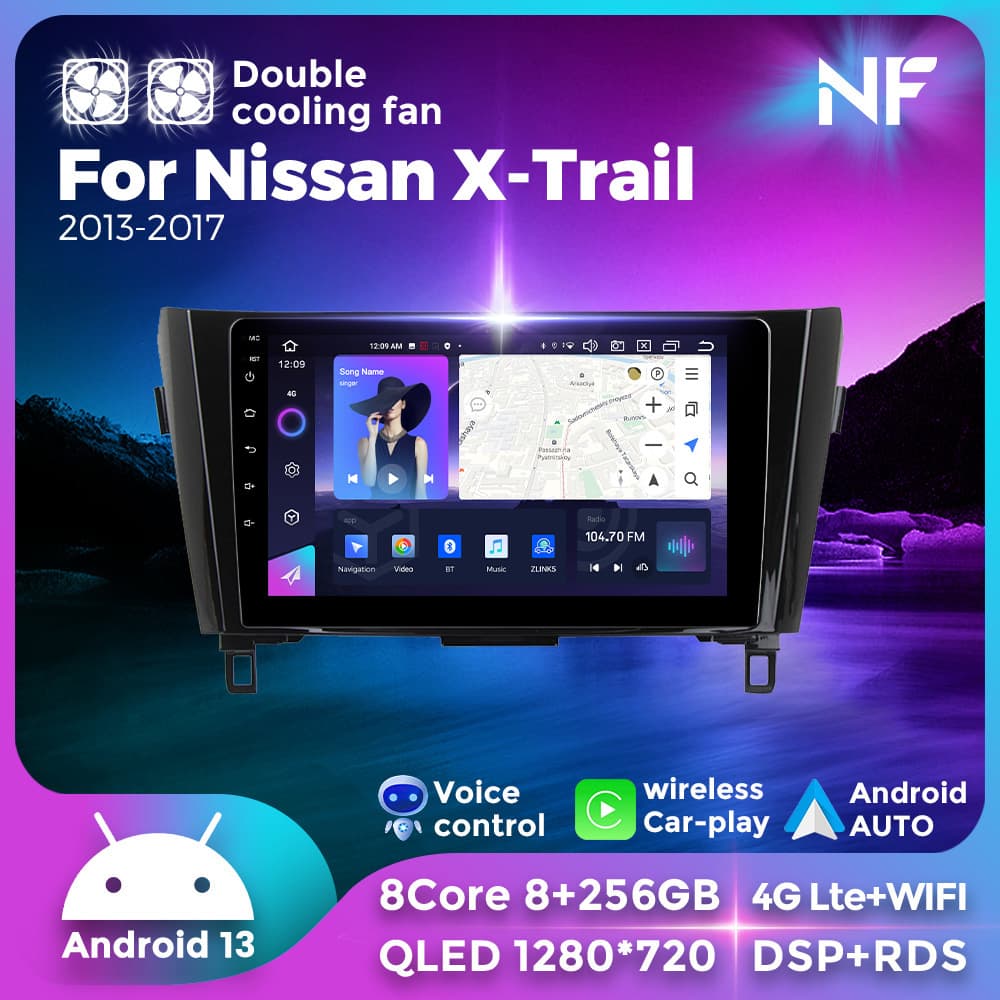 Compatible with Nissan X-Trail 2013-2017 Upgrade to Android Bluetooth CarPlay Navigation Screen