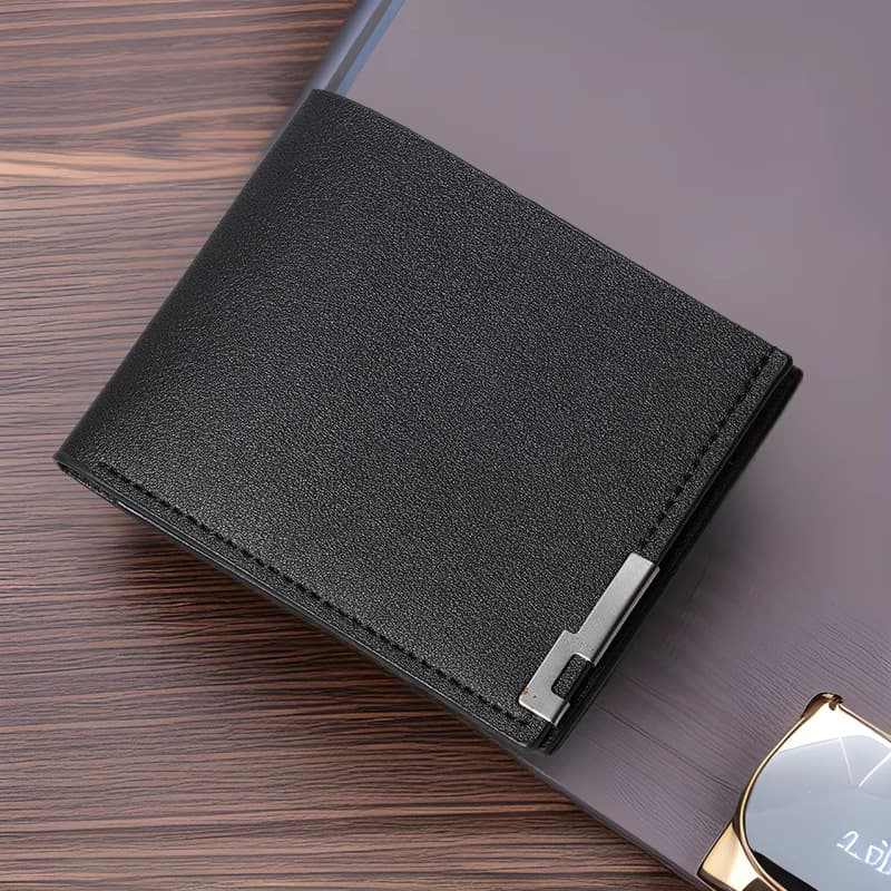 Men's Short Wallet Korean Style Metal Edge Horizontal Multi-Card Holder Trendy Business Card Case In Stock