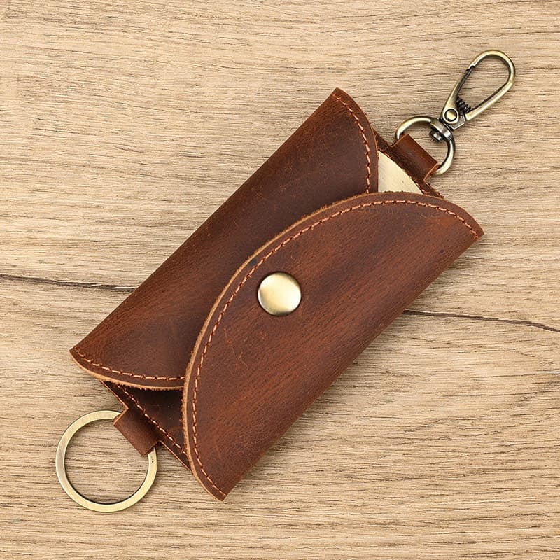 Genuine leather key bag, crazy horse leather, multi-color keychain, first-layer cowhide key hanger