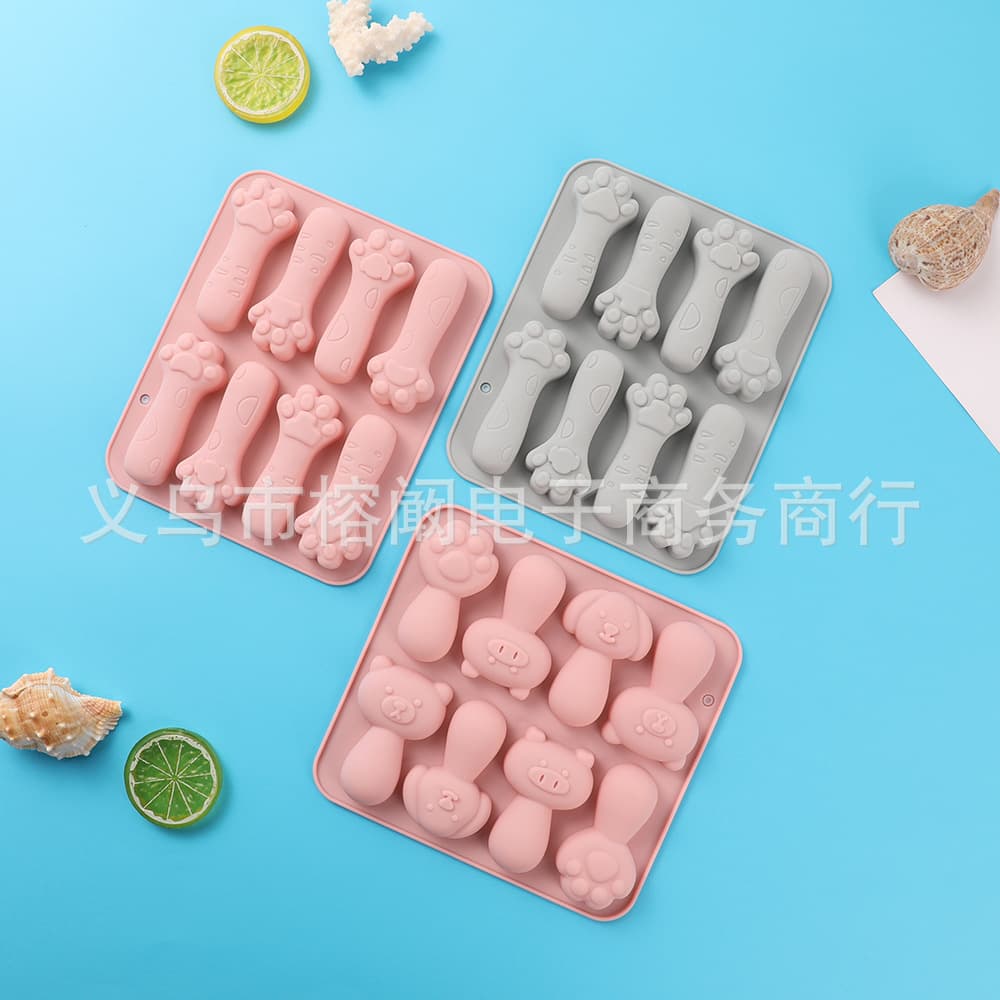 Cat Paw Soft Cake Mold Wax Bottle Candy Wax Pen Long Stick Paw Sandwich Cartoon Silicone Mold High Temperature Resistant Non-Stick