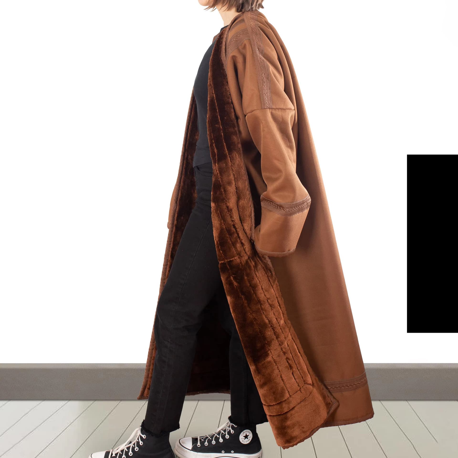 Thickened Extended Suede Long Robe Cardigan Warm Winter Coat for Women Half Sleeve Plus Size Cotton Clothes from Mainland China
