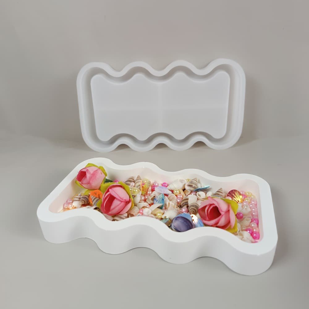 S1400 Wave Tray Desktop Decorative Cement Plaster Mold DIY Silicone Mold