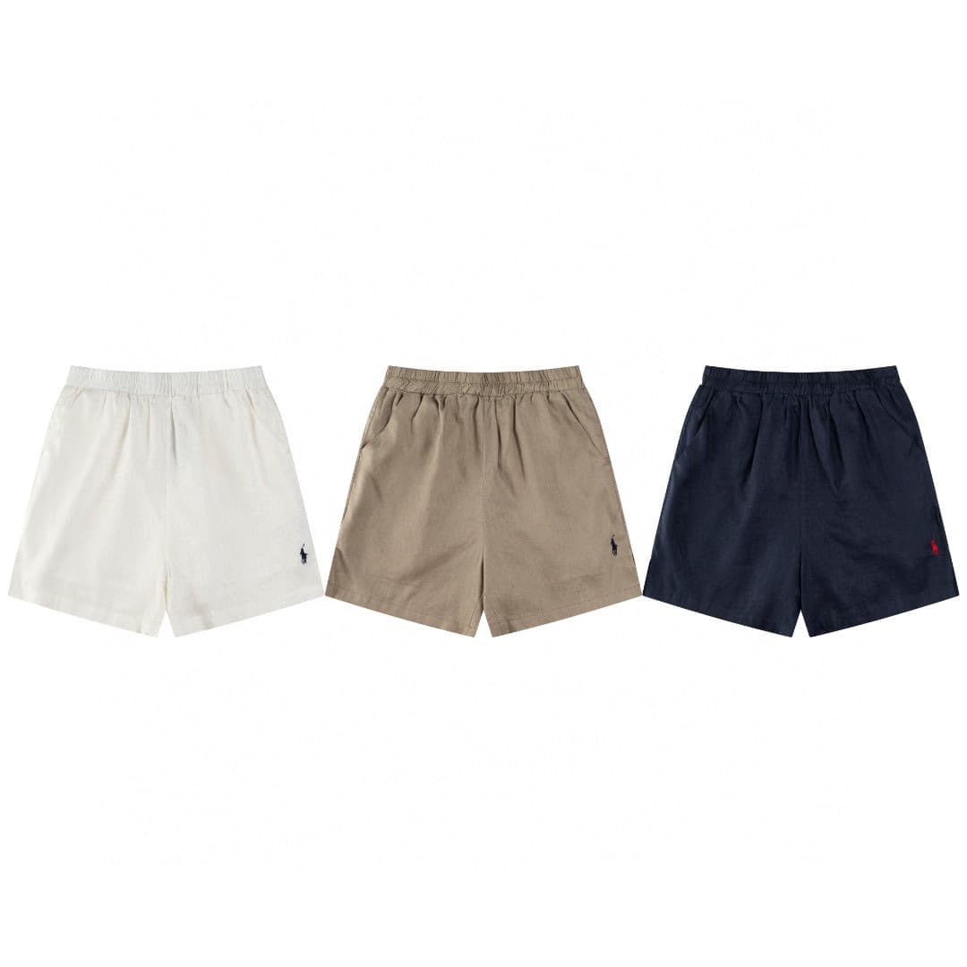RL Raff summer lazy old money style linen shorts with elastic waist for men and women, casual, comfortable and versatile