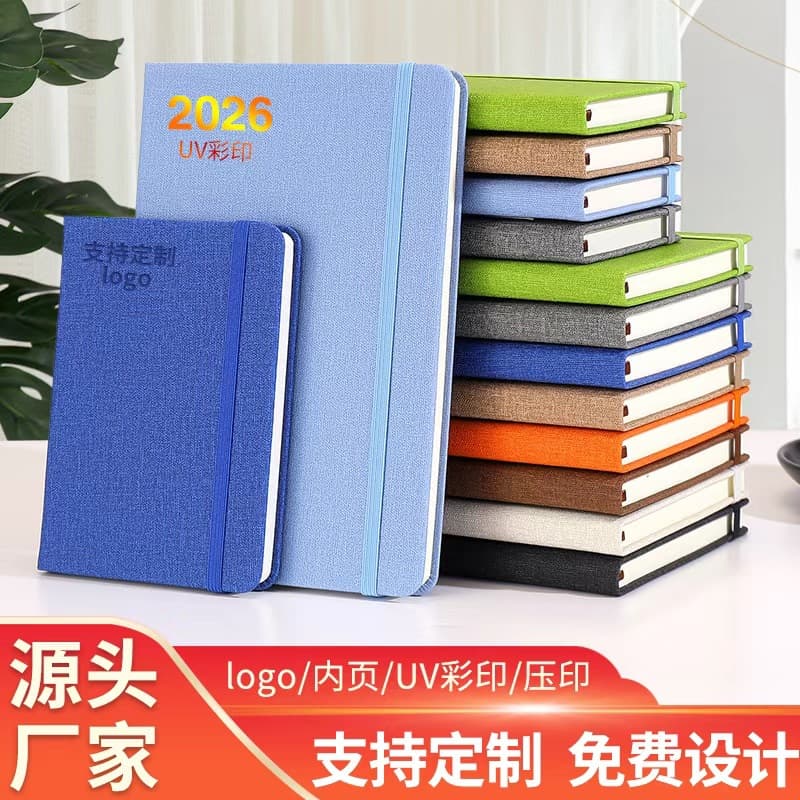 In-Stock Cross-Border Cotton and Linen Texture A5 Strap Notebook Custom Eco-Friendly Cork Splicing Journal A6 Planner Notebook