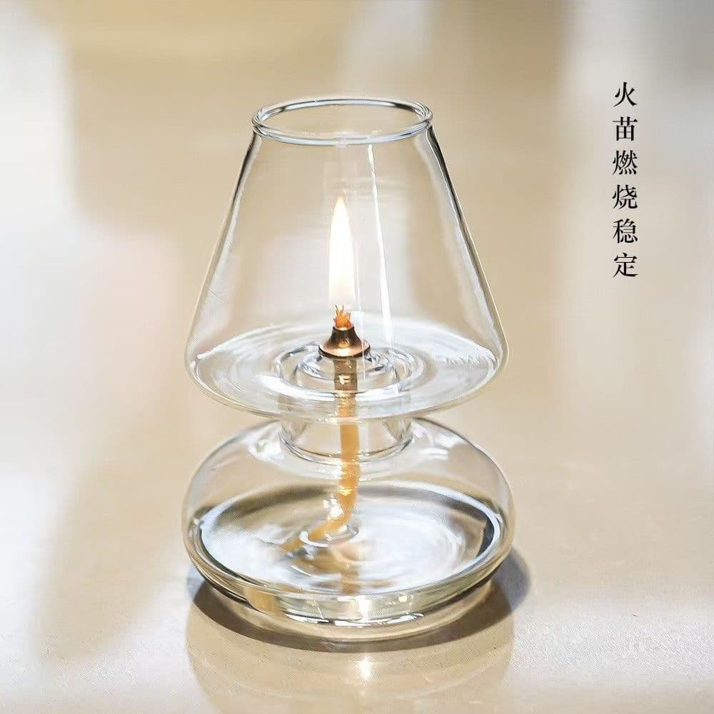 Nordic Style Handmade Glass Oil Lamp European-Style Decorative Home Candle Holder Wholesale with Lampshade Windproof Butter Lamp