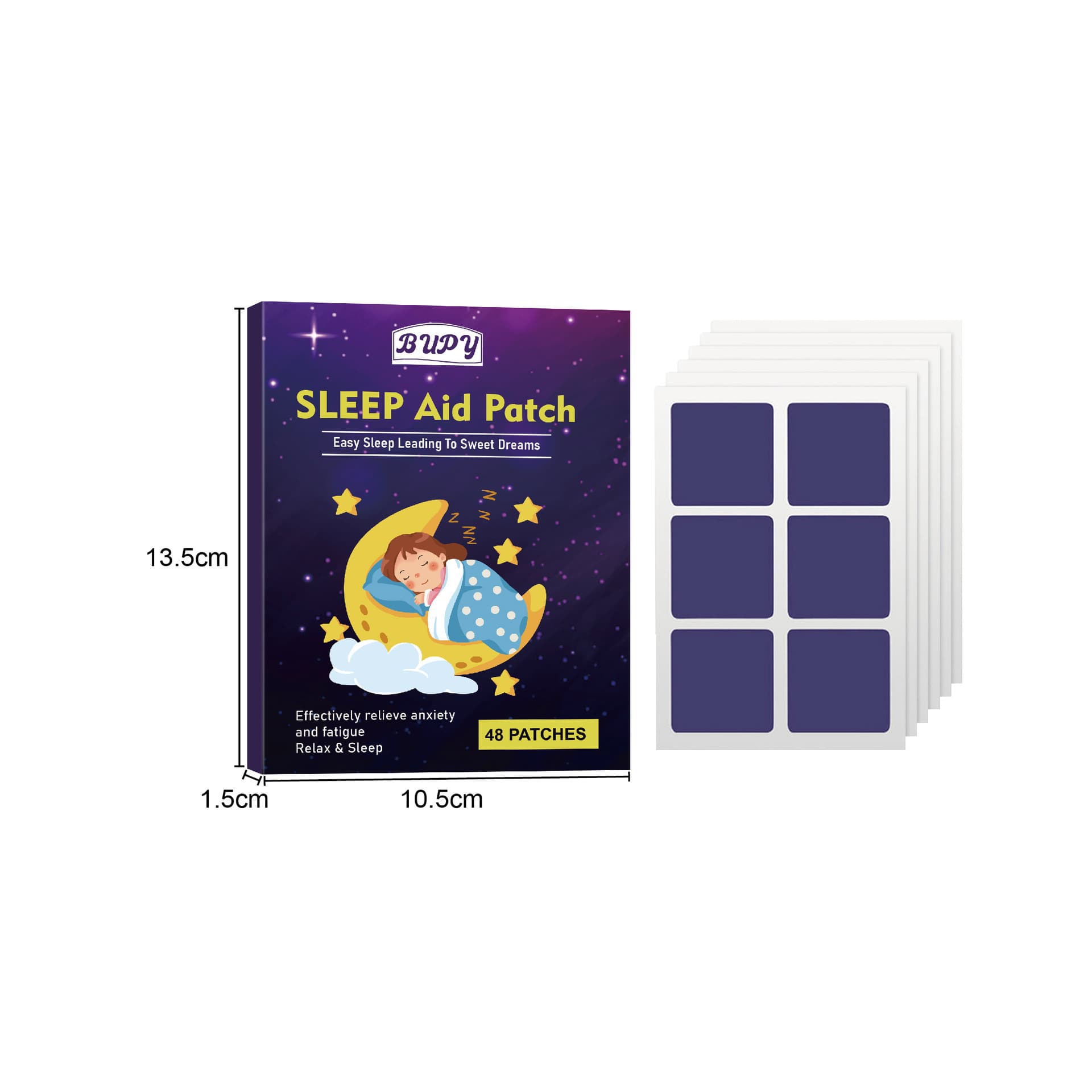 Cross-border BUPY Sleep Patch Lavender Essential Oil Patch Relieves Muscle Tension and Body Fatigue, Supports Sleep