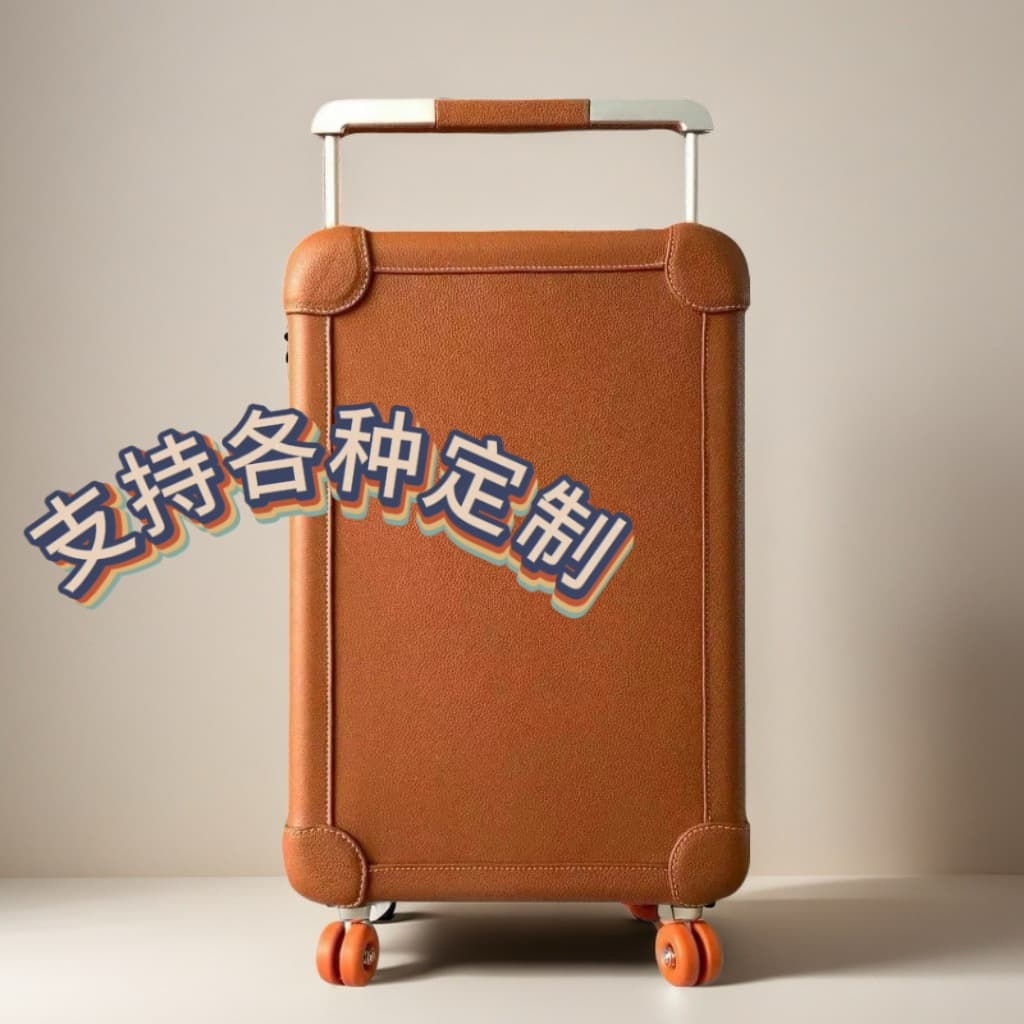 Wide Handle Genuine Leather Luggage Top Layer Cowhide Split Leather Microfiber Leather Suitcase Silent Wheel Trolley Case