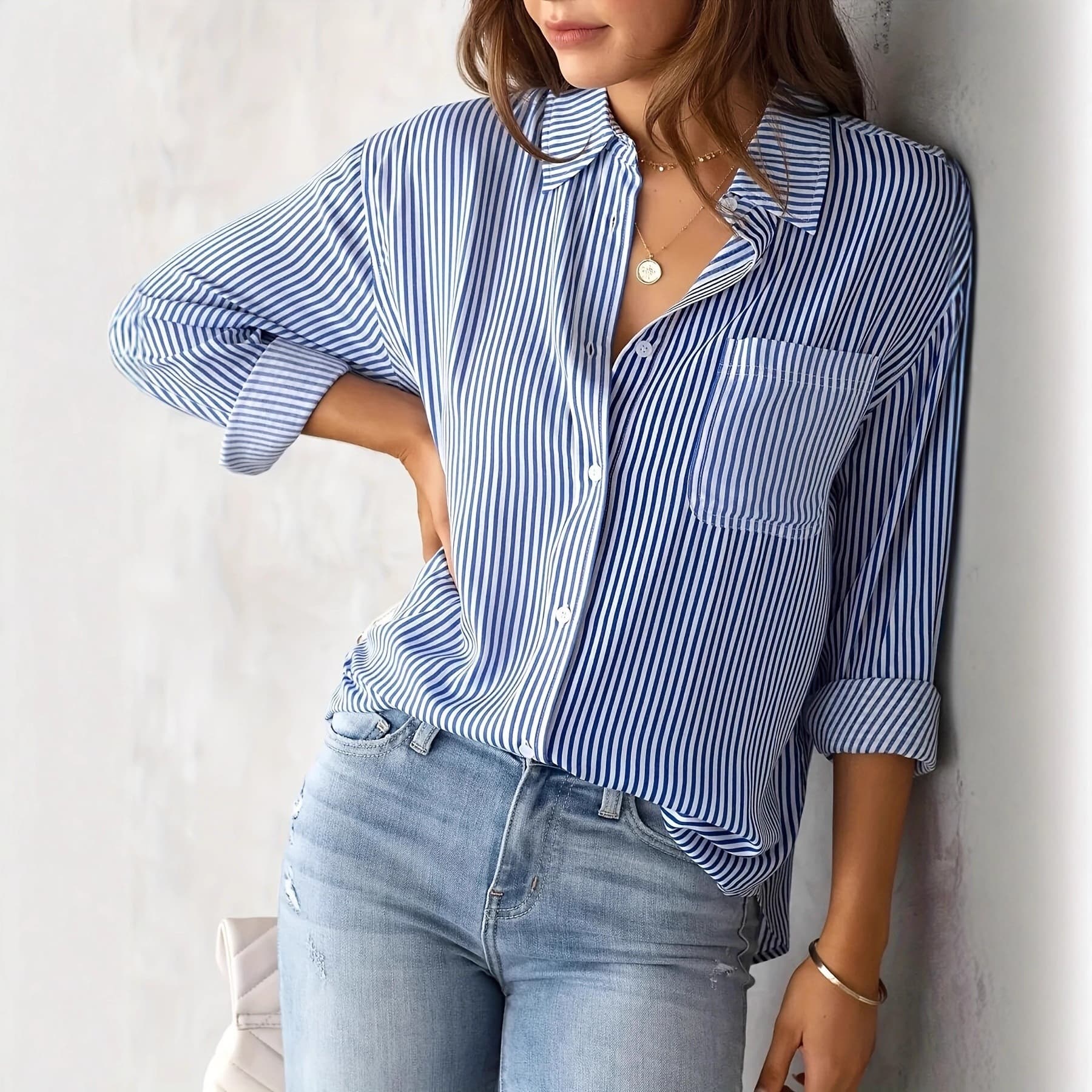 Amazon foreign trade European and American clothing wish AliExpress eBay top loose casual long-sleeved shirt for women