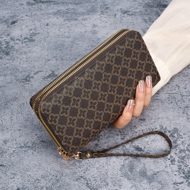 Long Zipper Wallet Women's Handbag Mobile Phone Coin Multi-functional Card Holder Leather Clutch Purse Daily Use Storage