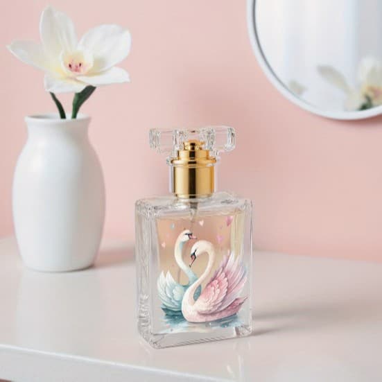 Cross-Border In Stock 30ml Swan Print Perfume Bottle Fine Mist Spray Bottle Square Glass High-End Perfume Bottle Wholesale