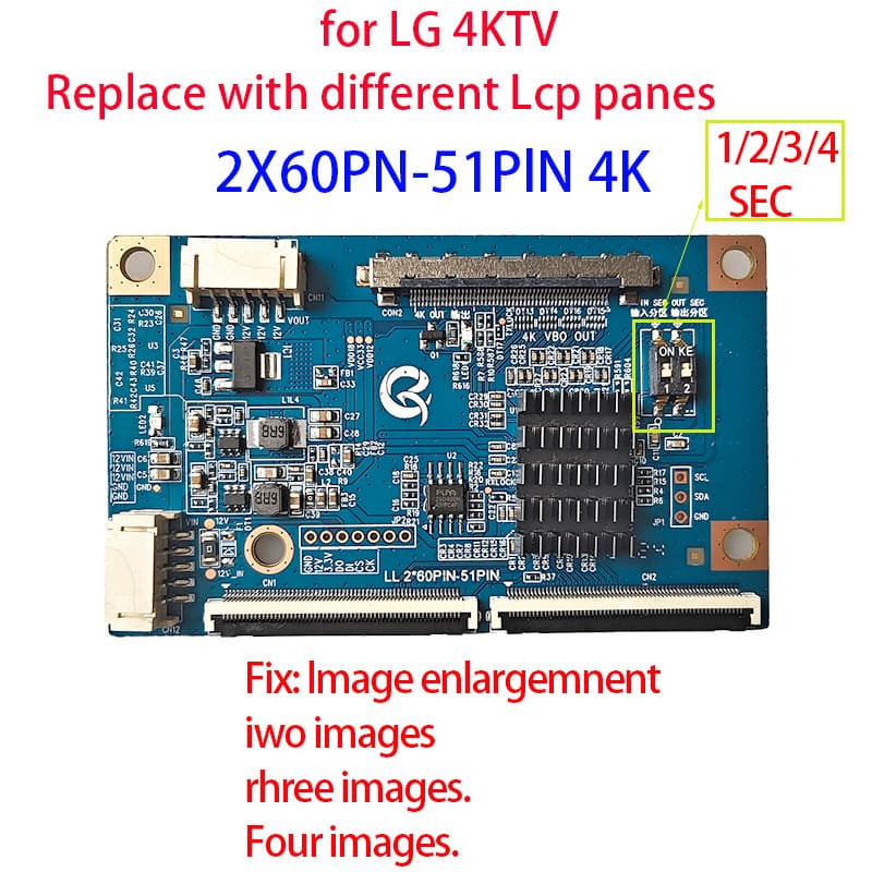 LG 4K TV 2X60pin to 51pin Converter Adapter 2X68P to 51P Adapter Board