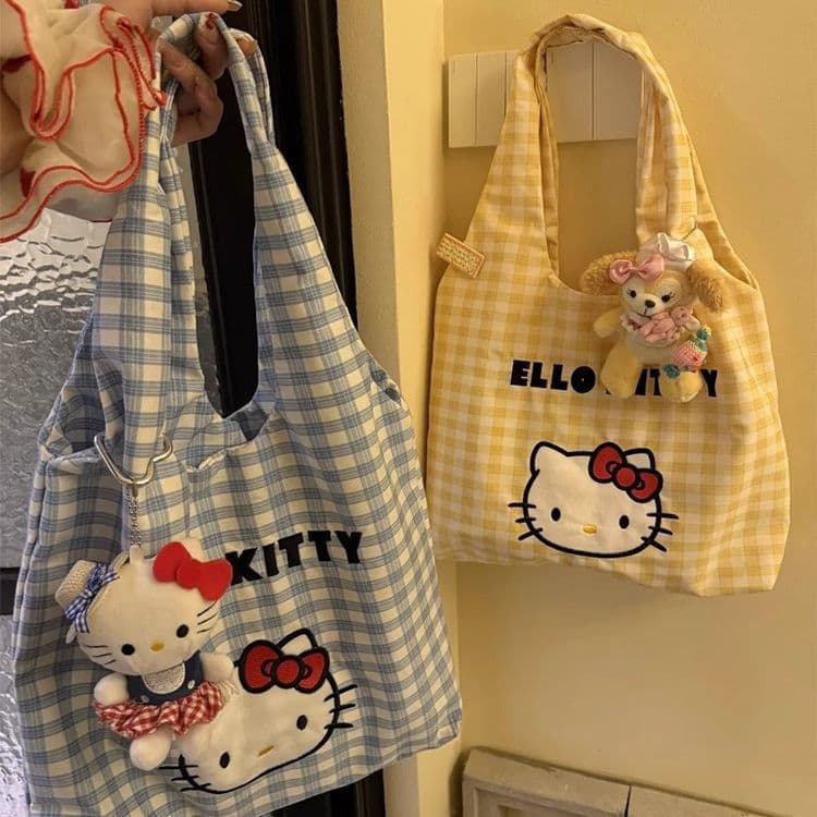 New Cute Kitty Canvas Bag Handheld Shoulder Crossbody Bag Summer Commuter Large Capacity New Crossbody Bag