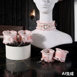 BDSM Collar and Maid Slave Suit Set, Dog Play Punishment, Bondage Handcuffs and Ankle Cuffs, Adult Sex Toy