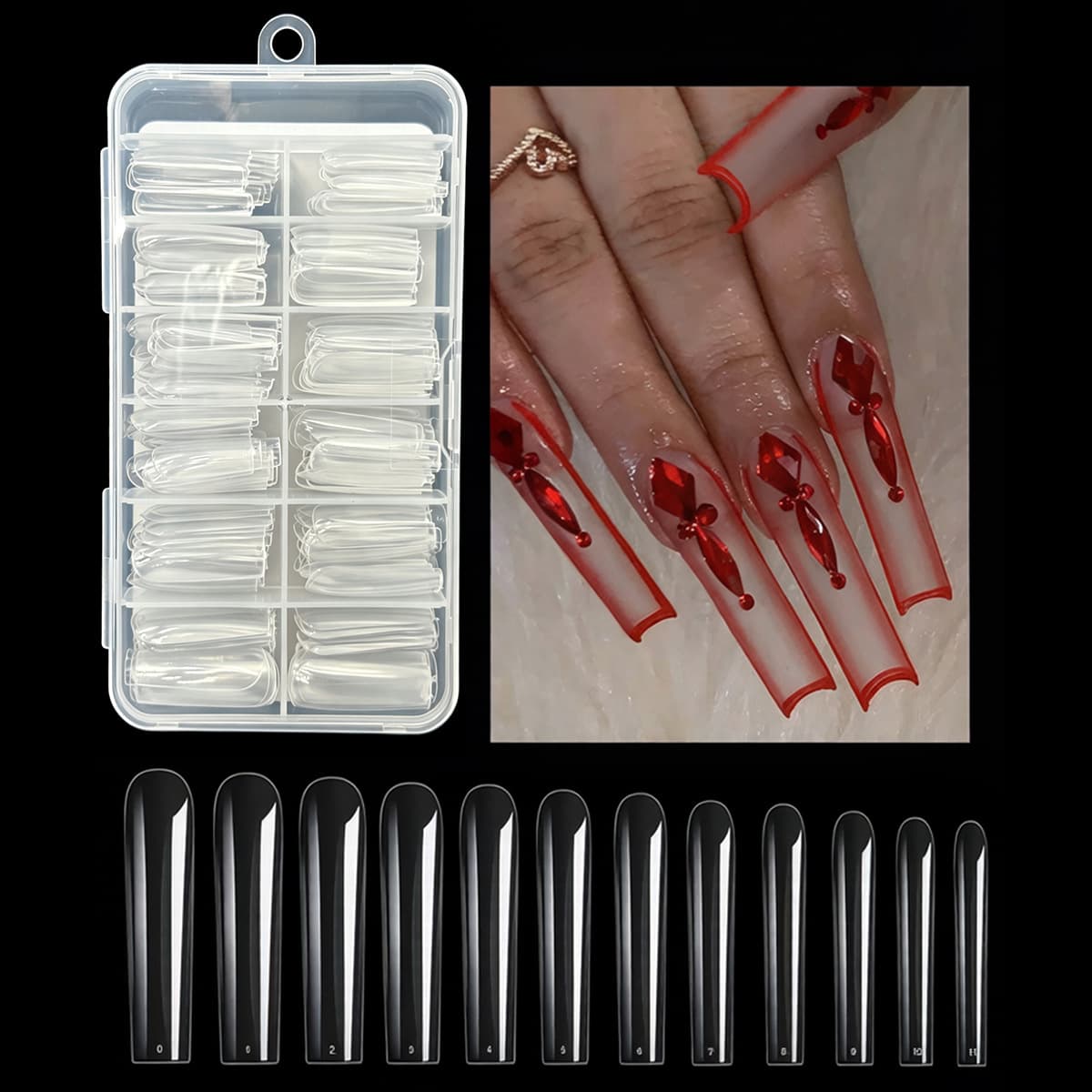 120-Piece Box Cross-Border Supply Nail Tips, Traceless Transparent Medium-Long Water Pipe Nails, No-Filing Press-On False Nails