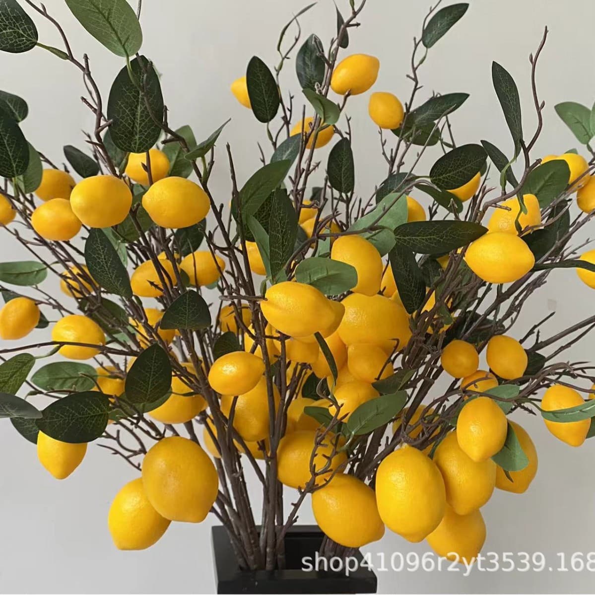 Artificial Lemon Branch with Lemon Fruit, Home Living Room Bedroom Fruit Decorative Plant Ornament, Lemon Theme Decoration