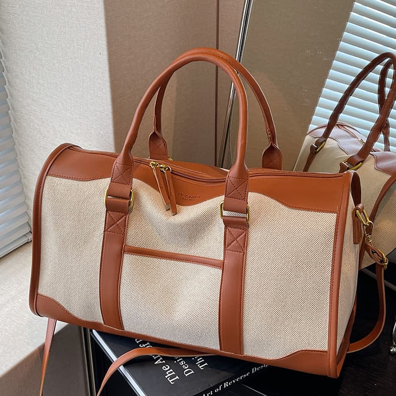 Vintage Canvas Travel Bag for Women, Large Capacity Cross-Body Tote for Travel, Sports, and Fitness