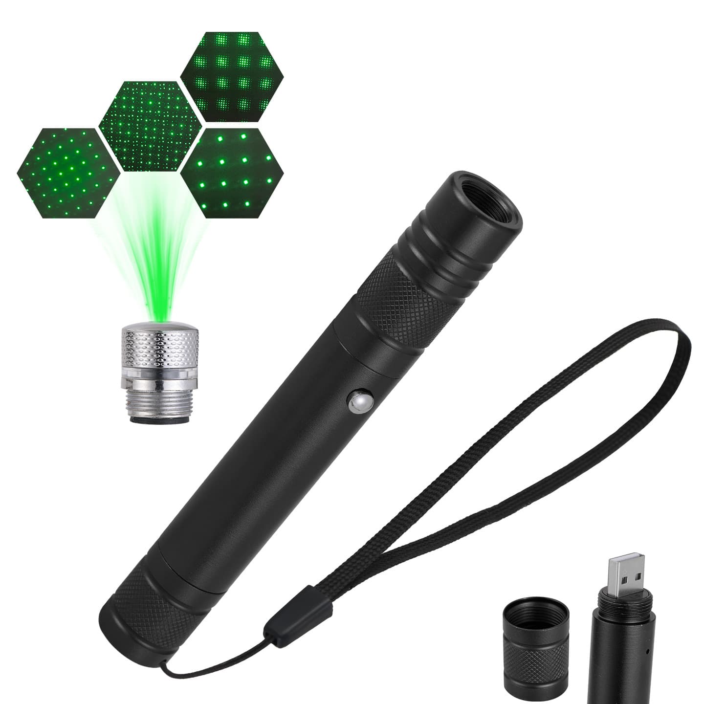 USB Rechargeable High Power Ultra Bright Green Laser Pointer Pen for Sales Office Single Point Laser Light