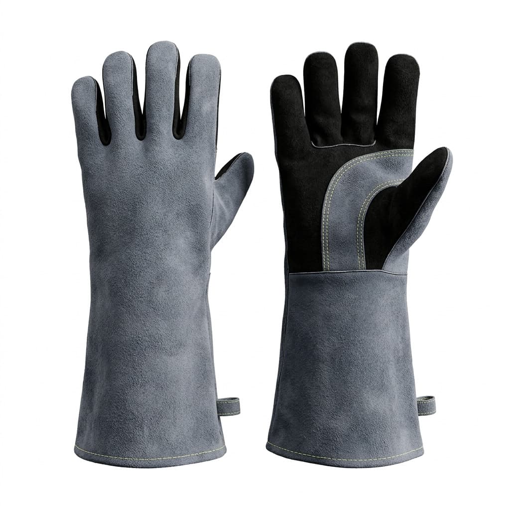 Long Cowhide Leather Welding Gloves Double Layer Heat Resistant Spatter Resistant Cut Resistant Special Work Gloves for Welding