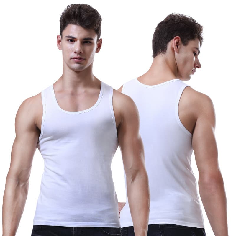 2026 Men's Cotton Vest Summer Solid Color Sports Undershirt Slim Fit Fitness Sleeveless Basic Top