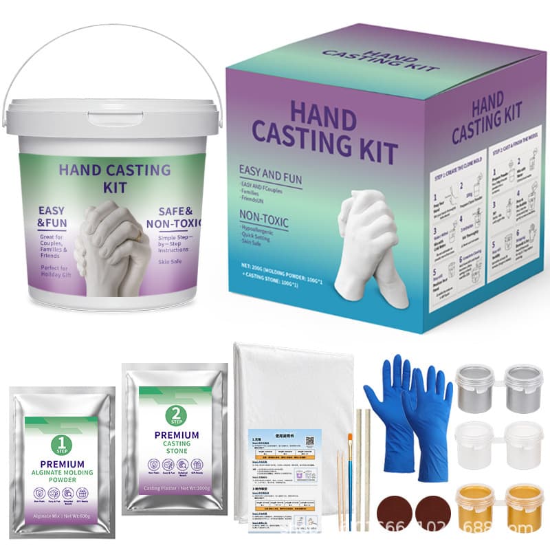 Cross-border Supply 3D Couple & Family Hand Mold Kit Cloning Powder Model Powder Gypsum Powder DIY Handprint Memorial Gift